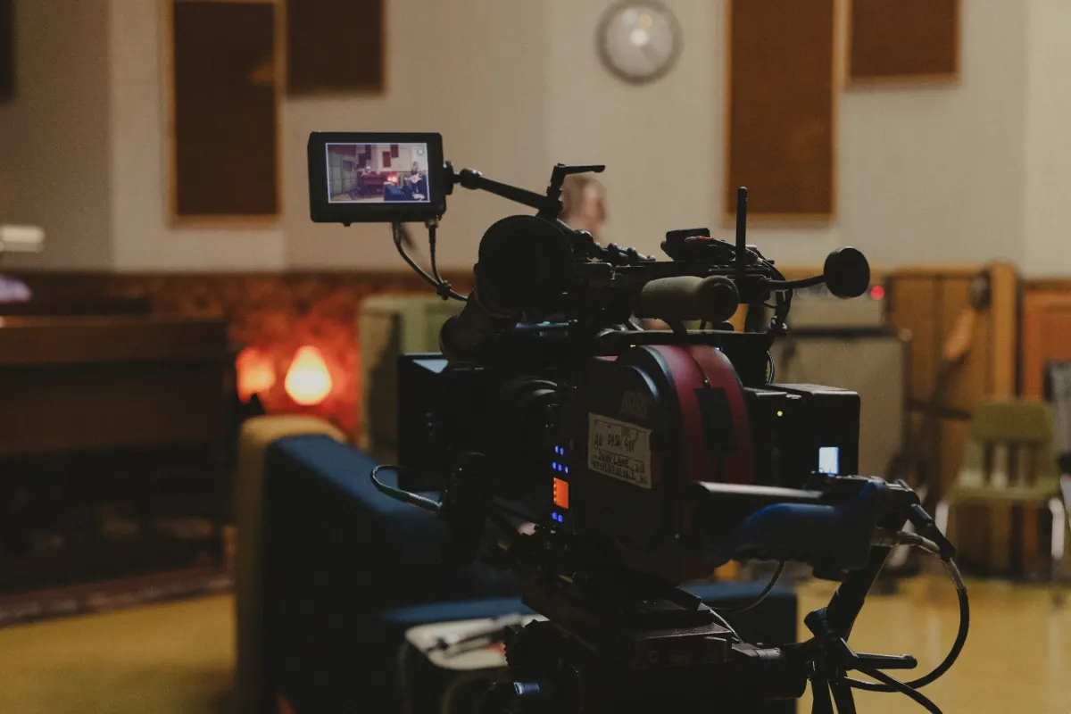 Cinema camera on a production set