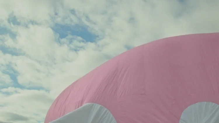 Pink bear inflatable from the Turnstile campaign